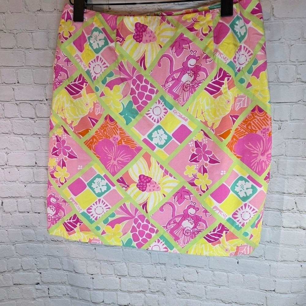 Vintage Lilly Pulitzer "Diamond Head Patch" White Label Mini Skirt Size 10